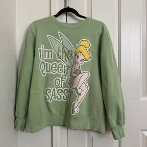 Vintage Disney Store Tinker Bell Sweatshirt XL Sage Green Queen of Sassy